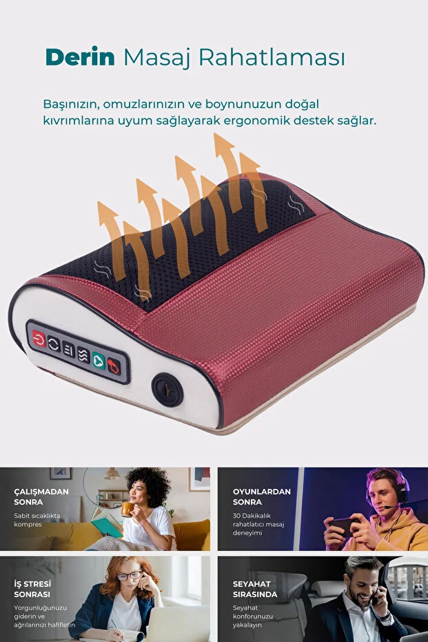 Elektrikli Boyun Bel Sırt Ovmalı Isıtmalı Yoğurmalı Çok Amaçlı Masaj Yastığı